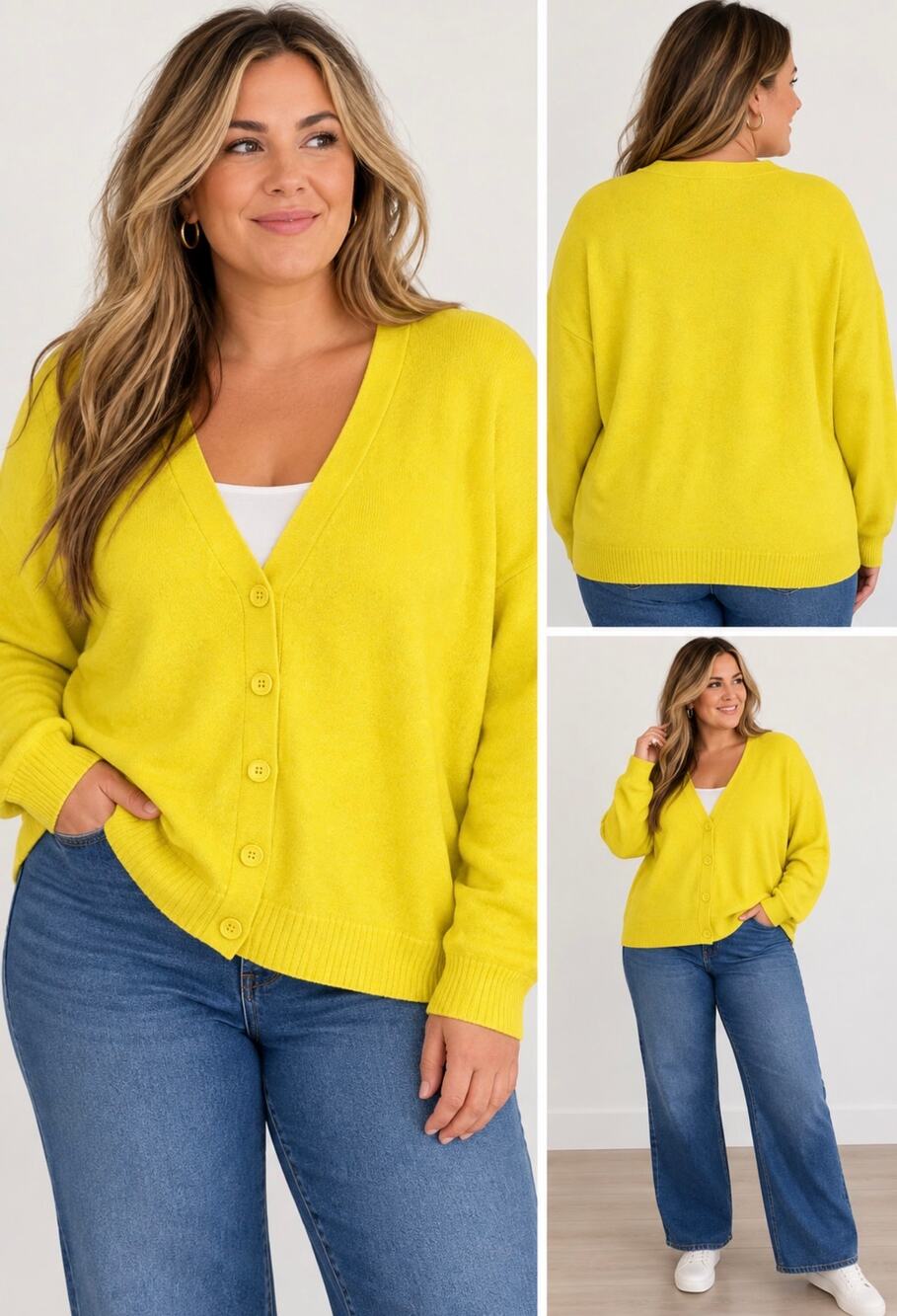 Lane Bryant Yellow Button Front Cardigan Sweater Plus Size 22/24 NWT $59